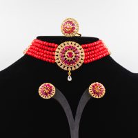 Ruby Stone Studded Chokkar Set