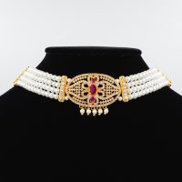 Ruby AD Stone Gold Plated Chokkar set