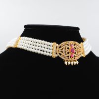 Ruby AD Stone Gold Plated Chokkar set - Image 2