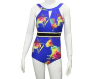 Two Piece Flower Printed Swim Suit with Outer for women - Image 2
