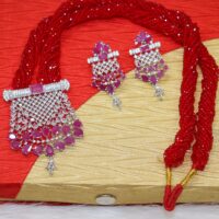 Hydro crystal AD Ruby Pendant Tilhari for women