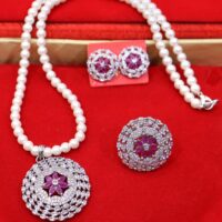 Moti AD set with Ruby stone for women