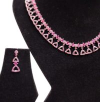 Ruby Simple Necklace White Stone Studded American Diamond Set for women - Image 2