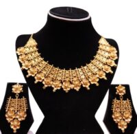 Gold Plated Heavy Flower Design Necklace For Women