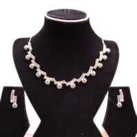 Emerald Simple White Stone Studded American Diamond Set