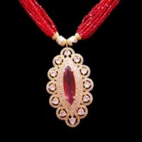 Moti Hydro crystal mix Ruby Pendant Necklace for women - Image 2