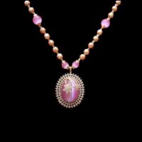 Ball Chain with Baby Pink Color Stone Set Flower design for women - Image 2