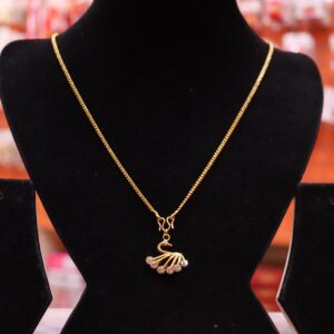 Gold Plated Dove Stone design Locket With Chain For Women - Image 2