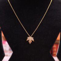 Goldplated Maple Leaf Design Chain Locket with stones for women