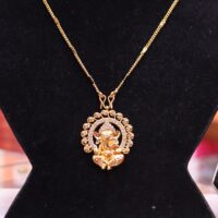 Gold Plated Nawratna Ganesh Locket With Chain For Men & Women - Image 2