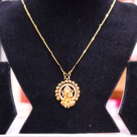 Gold Plated Nawratna Ganesh Locket With Chain For Men & Women