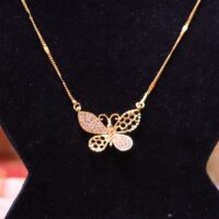 Gold Plated Butterfly design Locket With Chain For Women