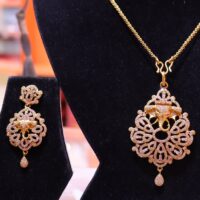 Ganesh Navratna Stone Pendant with Hydro set - Image 2