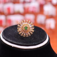 Goldplated Pendant Top Set with Fingering for women with beautiful Green Stones - Image 3