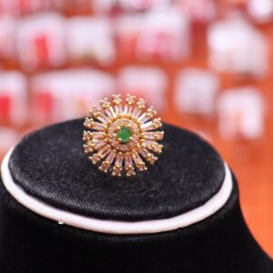Goldplated Pendant Top Set with Fingering for women with beautiful Green Stones - Image 3