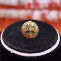 Goldplated Pendant Top Set with Fingering for women Emerald Green Stones - Image 2