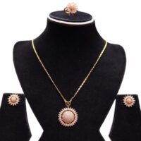 Goldplated Pendant Top Set with Fingering for women with beautiful AD Stones