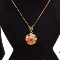 Gold Plated Navratna Pendant Top Set for women - Image 3