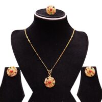 Gold Plated Navratna Pendant Top Set for women