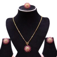 Goldplated Pendant Top Set with Fingering for women Ruby Stones