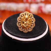 Goldplated Ganesh Pendant Top Set for women with beautiful AD Stones - Image 2