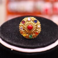 Gold Plated Navratna Pendant Top Set for women - Image 2