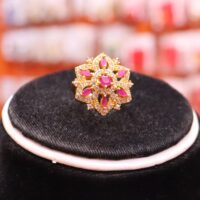 Goldplated Ruby stone Pendant Top Set for women with beautiful AD Stones - Image 3