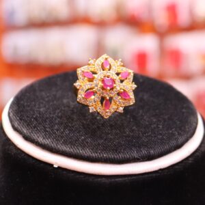 Goldplated Ruby stone Pendant Top Set for women with beautiful AD Stones - Image 3