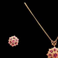 Goldplated Ruby stone Pendant Top Set for women with beautiful AD Stones - Image 2
