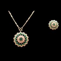 Goldplated Green stone Pendant Top Set for women with beautiful AD Stones - Image 3
