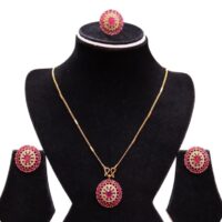 Goldplated Pendant Top Set with Fingering for women Ruby Stones