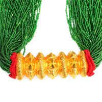 Green Color Crystal Gold Plated Chadke Tilahari For Women High Quality