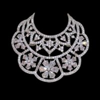 American Diamond Moon shaped Designer Brooch for Women