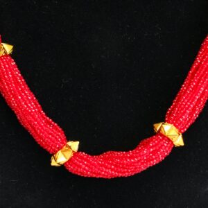 Navgedi red color Gold Plated Hydro Crystal 13 Gedi Necklace For Women - Image 3