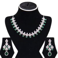 Necklace beautiful Green Studded American Diamond Set for women