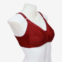 Maroon Plain Design Non-Padded Cotton C Cup Bra For Women - Image 2