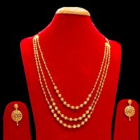 Golden Plated 3 layer Ball mala Simple Design For Women
