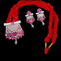 Hydro crystal AD Ruby Pendant Tilhari for women - Image 2