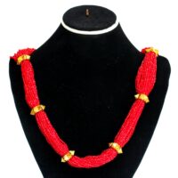 Navgedi red color Gold Plated Hydro Crystal 13 Gedi Necklace For Women