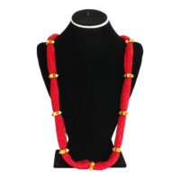 Navgedi red color Gold Plated Hydro Crystal 13 Gedi Necklace For Women - Image 2