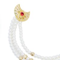 Gold Plated White Moti Chandrama Hair Clip For Women - Image 2