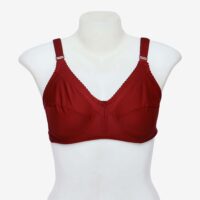 Maroon Plain Design Non-Padded Cotton C Cup Bra For Women