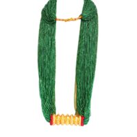 Green Color Crystal Gold Plated Chadke Tilahari For Women High Quality - Image 2