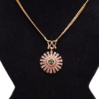 Goldplated Pendant Top Set with Fingering for women with beautiful Green Stones - Image 2
