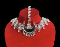 Moon-Shaped Silver Oxidized Bindiya (Sirbandi) Set – Traditional Tharu Cultural Ornament
