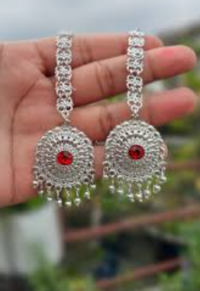 Pure Silver Godawari Earrings with Kan Sikri Ear Chain – Traditional Ethnic Jewelry - Image 2