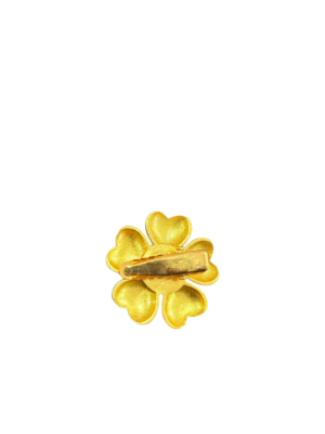 Gold-Filled Green CZ Artisan Curved Flower Charm Brooch - Image 2
