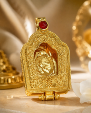 Tibetan Ghau (Gau or Ga’u) Amulet Box – Repoussé Metal Portable Shrine for Himalayan Buddhist Practice - Image 2