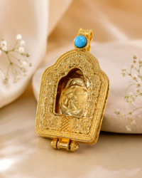 Gold-Gilded Tibetan Buddhist Gau (Ghau) Amulet Box – Traditional Portable Shrine - Image 2