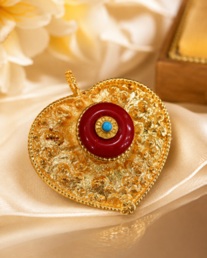 Heart-Shaped Gold-Plated Pendant with Red Center & Blue Evil Eye – Protective Charm Necklace - Image 3